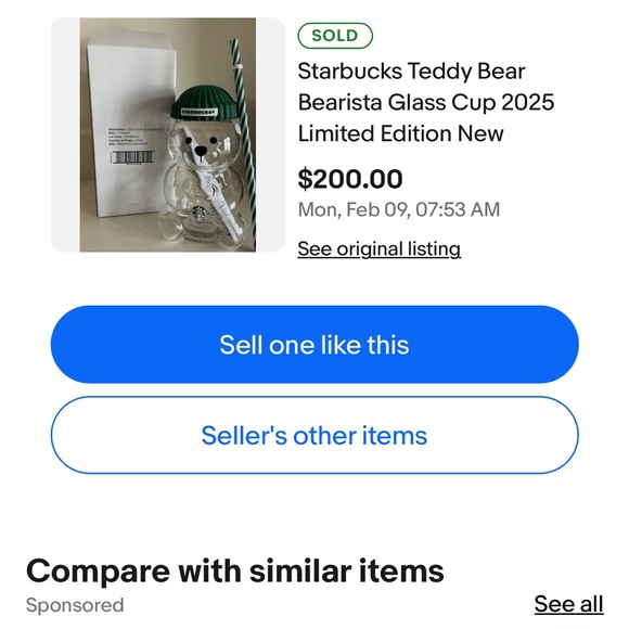 Starbucks Bearista Tumbler Bear Cup 2025 Limited Edition - Picture 3 of 3